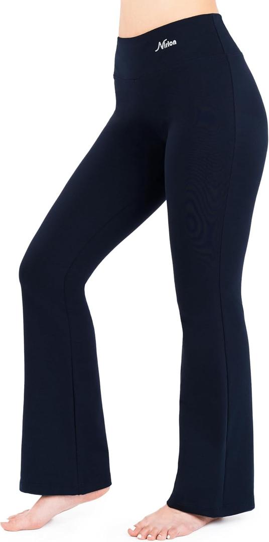 Nirlon Women's Bootcut Yoga Pants - Flare Leggings for Women Soft & Breathable Womens Yoga Pants Flared Regular & Plus Size Leggings for Women Wide Leg (3XL 32" Inseam, Navy Blue)