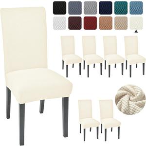 Aertiavty Chair Covers for Dining Room 6 Pack Chair Seat Cover for Dining Room Kitchen, Parsons Chair Covers Dining Chair Slipcover (Cream, 6)