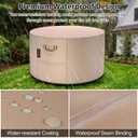 QH.HOME Fire Pit Cover Round-36" D X 24" H Inch Heavy Duty 900D Strong Tear-Resistant and UV Resistant and Waterproof and Fading Resistant Polyester Firepit Covers Round for Outdoor Fire Pit-Wheat