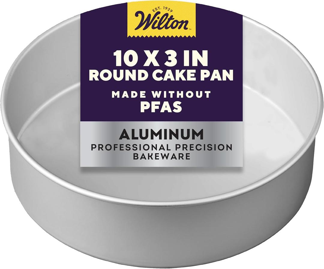 Wilton 10 in. Round Cake Pan, 3 in. Deep Aluminum Bakeware for Tall Cakes, Rust-Resistant, Even Heating, Professional Quality