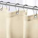 NEATERIZE Stall Shower Curtain Cream - Hotel Style Cream Shower Curtains for Bathroom with Waffle Design, 36x72 Inches - Fabric Shower Curtain - Elegant Bathroom Curtains