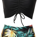 Family Matching Swimwear, Women Bikini Set (Medium, Black)