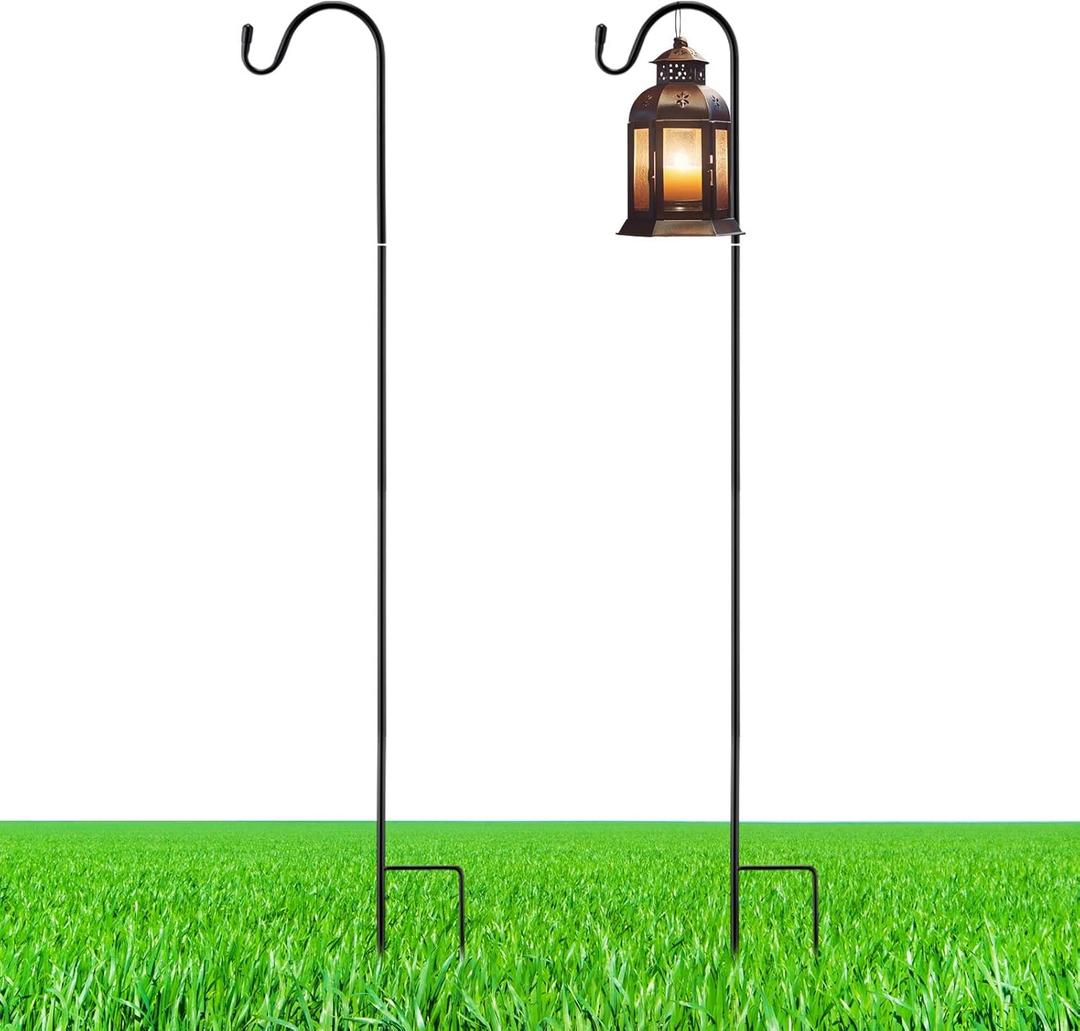 2 Pack 24 Inch Adjustable Shepherds Hook for Outdoor Metal Rust Resistant Steel Shepard Hooks for Bird Stand Feeder Pole, Weddings Decor, Garden Plant Basket, Outside Hanging Solar Lights