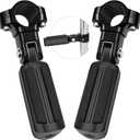 PBYMT Highway Footpegs, 1"&1.25" Highway Pegs Stainless Steel Aluminum Adjustable Fit for Harley Davidson Street Glide Road King Road Glide Softail Dyna 1-1/4" Engine Guard Style C Black Black