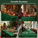 Biscaynebay Christmas Hunter Green Tablecloth Rectangle Tables 60x102 Inch-Fabric Xmas Holiday Winter Table Cloth-Jacquard Damask Poinsettia Modern Table Cover for 6 ft Kitchen Dinner Banquet Parties