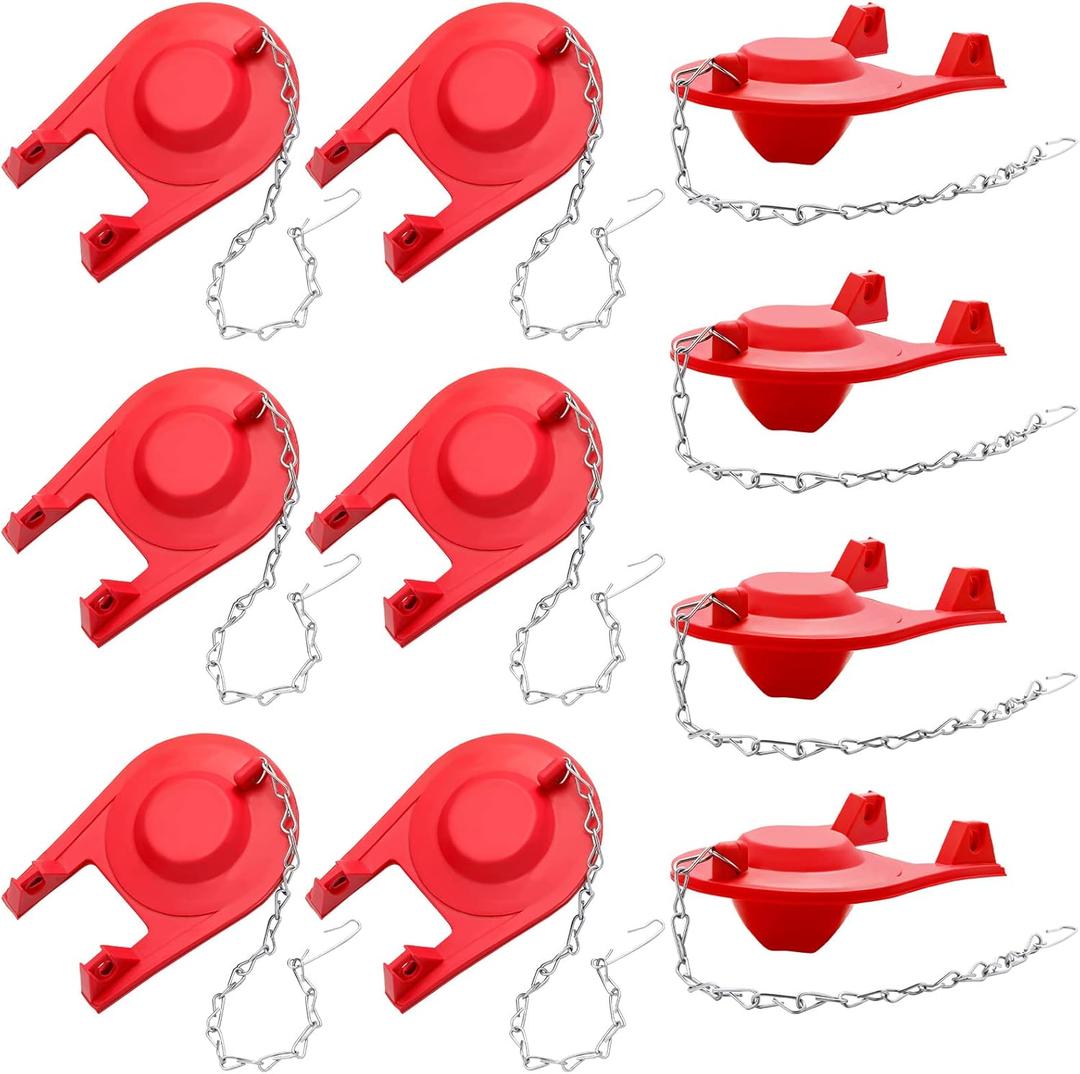 Peryiter Toilet Flapper Replacement Kit Universal Toilet Plug Flapper with Stainless Chain for 2 Inch Flush Valves, Water Saving(10 Pcs)