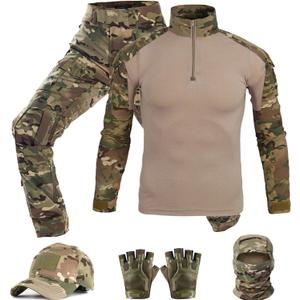 Tactical Suit,Combat Pants and Shirt,Cap Gloves Balaclava Set,Black Camo Uniform Men's Military Airsoft Gear (Medium, Bdu-mcbk)