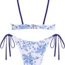 ZAFUL Women's Bikini Sets Ribbed Two Piece Swimsuits Underwire Adjustable Back Clasp Bathing Suit Side Tie Thong Swimwear, S