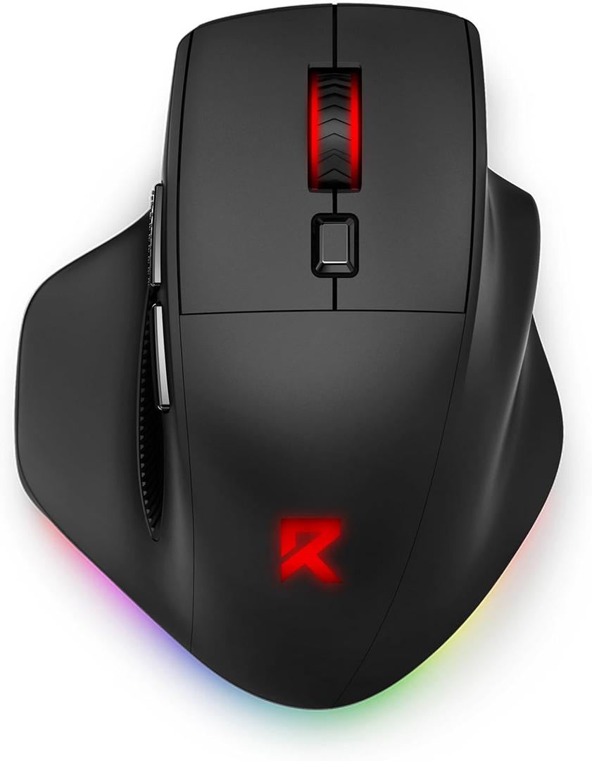 Redragon Large Wireless Gaming Mouse for Big Hands, Tri-Modes 2.4G/Bluetooth/Wired Rechargeable Ergo RGB Mouse with 2 Side Buttons, 6 Backlit Modes, Programmable Macro Gamer Mouse