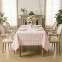 Horaldaily Bow Tablecloth 60×84 Inch Rectangular, Pink Soft Plush Faux Fur Jacquard Bow Table Cover, Seasonal Dining Table Decoration for Dining Party Wedding Bridal Decor
