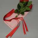 4 Sets Valentine's Day Rose Gift Set for Loved Ones - Artificial Single Rose Bouquets with Handheld Boxes Card, Thoughtful Gift for Girlfriend, Mom, Family, Couples(Pink)