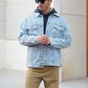 EKLENTSON Hoodies for Men Fleece Pullover Heavyweight Winter Warm Sweatshirts Sherpa Lined Hoodie with Pocket (Blue, L)