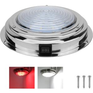 RVZONE Marine Boat Dome Light 12V LED Marine Lights Interior with Toggle Switch 7" LED Boat Cabin Lighting with Stainless Steel Surface Mount