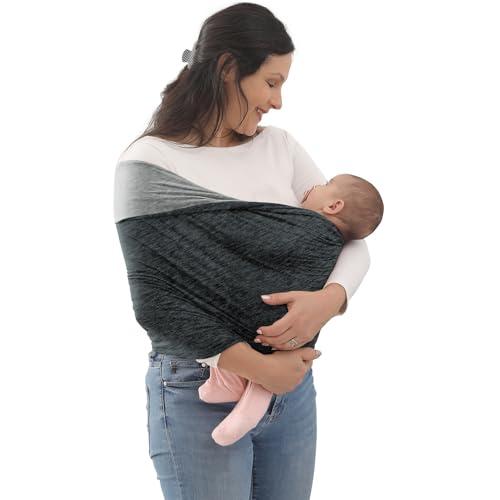 Kloovete Baby Wrap Carrier, Perfect Baby Carrier Wrap Sling for Newborn and Infant up to 35 lbs. (Heather Grey, L (XL, 2XL, 3XL of Clothing Size))