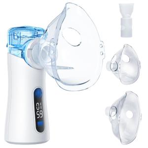Nebulizer for Adults and Kids, Portable Mesh Nebulizer, Child-Friendly Design, LED Display, USB-C Rechargeable Handheld Nebulizer with Adjustable Modes & Auto-Cleaning, Quiet for Home & Travel (White)