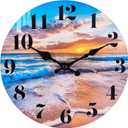 jomparis Wall Clock Battery Operated Beach Coastal Theme Indoor Outdoor Waterproof Decor for Bathroom Bedroom Paito Pool Home (8 Inch, Blue)