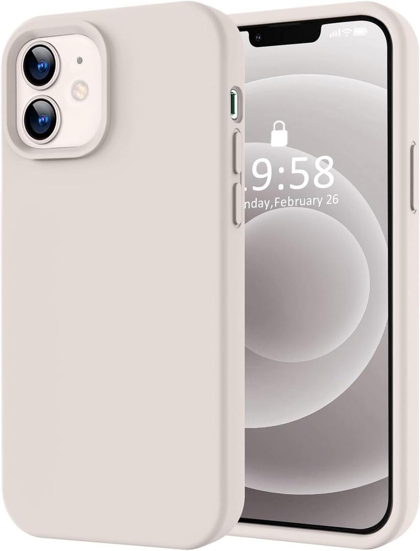 LOVE 3000 Designed for iPhone 12 Case/iPhone 12 Pro Case, Premium Silicone with [Soft Anti-Scratch Microfiber Lining] Shockproof Protective Phone Case for Men Women Girls 6.1", Stone