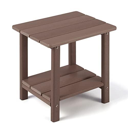 Apolimi Adirondack Outdoor Side Table, 2-Tier Sturdy Patio End Table Weather Resistant, 16.5" Solid Side Table for Patio, Pool, Porch