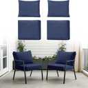 4-Piece Outdoor Patio Cushion Covers, Seat & Back Replacement Set, Covers Only for Patio Furniture, Porch, Deck, Balcony (4Pcs-Blue, 24 * 24 * 4-inch)