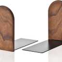 Book Ends, Sturdy Wooden Bookends for Shelves - Heavy Duty Non-Slip Book Organizers, Decorative Bookend Holders for Home Office, Library, Black Walnut Universal Economy Bookend, Small, 1 Pair