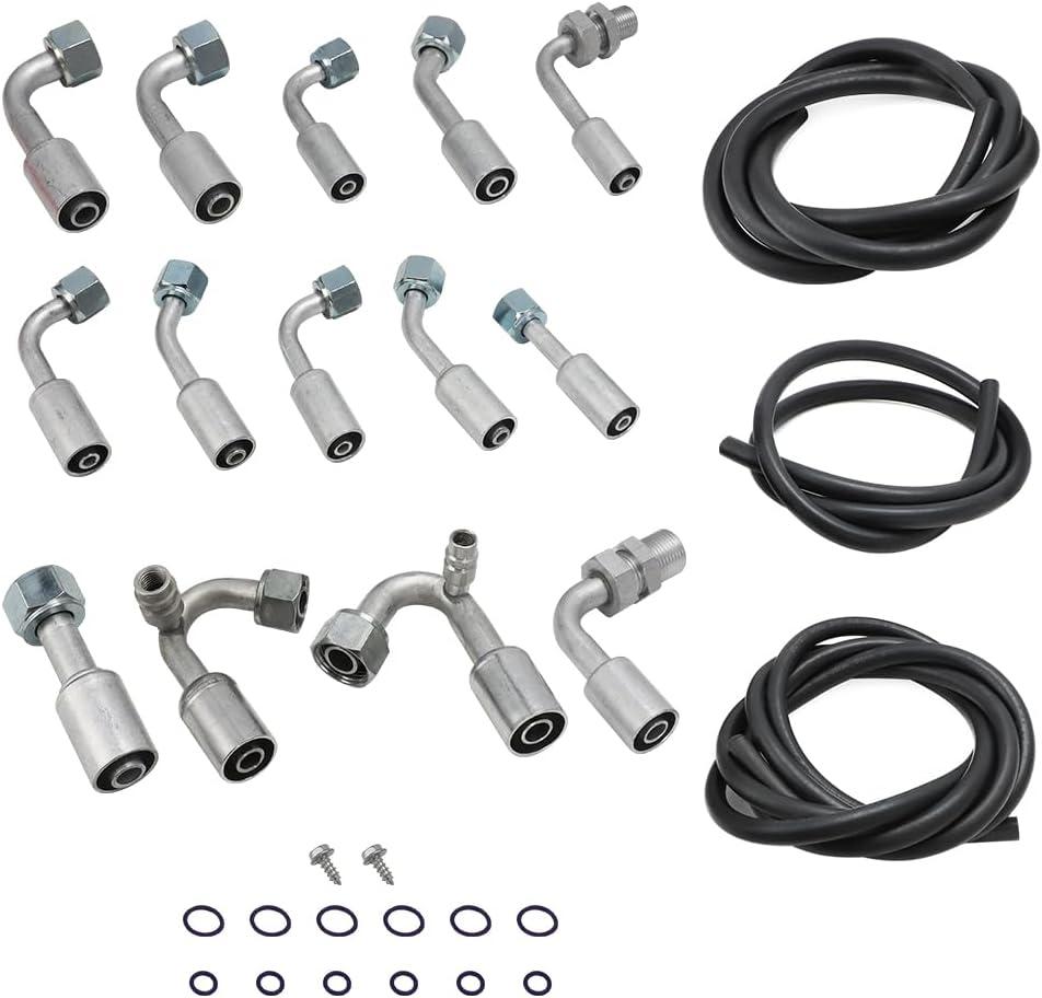 AC Hose Kit R134a for GM Cars Truck Vehicle such as for Buick Chevrolet Cadillac GMC Wuling Baojun Holden Air Conditioning Ext Length Hoses with Fittings and O-rings