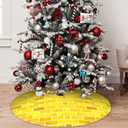 Yellow Brick Christmas Tree Skirt 36 Inch Mat Funny Party Holiday Festive Decor Supplies for Home Occasion Ornament Decorations