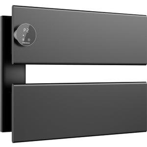 K&KALONZO Electric Towel Warmer, 18.35" W x 14.6" H Wall-Mounted Towel Heater with Built-in Timer, Waterproof Aluminum Towel Warmer for Bathroom, Support Plug-in and Hardwired, Black, K2-L-B