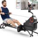 Sunny Health & Fitness Magnetic Rowing Machine for Home Exercise, Quiet & Smooth Rower with Compact Storage and Optional Free SunnyFit App Connectivity