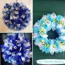 TONIFUL 2 Rolls 10 Inch Blue Decorative Mesh Ribbbon Rolls, Fabric Mesh with Foil for Wreath Supplies, Front Door Wreath Crafts Tree Decor Christmas NewYears Easter Decoration (10 yds/roll)