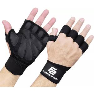 Fit Active Sports New Ventilated Weight Lifting Workout Gloves with Built-in Wrist Wraps for Men and Women - Great for Gym Fitness, Cross Training, Hand Support & Weightlifting, Medium