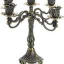 Peohud 5-Candle Metal Candelabra, 10 Inch Tall 5 Arms Candle Holder Stick for Taper Candles, Vintage Candelabra Candle Stand for Home Decor, Event, Wedding, Party