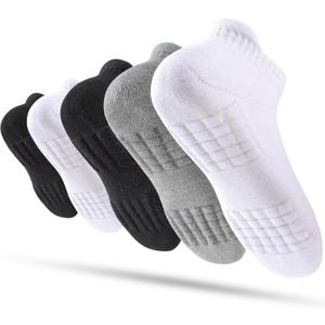 Women's Ankle Athletic Running Socks, Cotton Cushioned Anti-Blister Breathable Socks (5 Pairs)