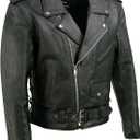 Men's Basic Motorcycle Jacket with Pockets (Black, L)