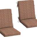 Arden 2-Pack Outdoor Patio Dining Chair Cushion, 20x44, Rain-Proof Seat Pad, Fade-Resistant Outdoor Cushion Rust Red Brushed Texture