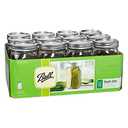 Ball Wide Mouth Clear Glass Canning Quart 32 Oz Mason Jars with Lids, 11 Pack