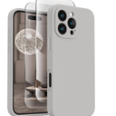 FireNova Designed for iPhone 16 Pro Case, Silicone Upgraded [Camera Protection] Phone Case, Soft Anti-Scratch Microfiber Lining Inside, 2024, Natural Titanium