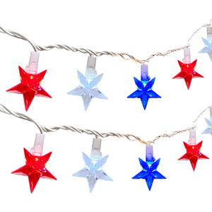 13.6FT Red White and Blue Star String Lights, 4th of July Decorations Light with 35 LED Stars Lights, Plug in Patriotic Fairy Light for Indoor Outdoor Independence Day President Day