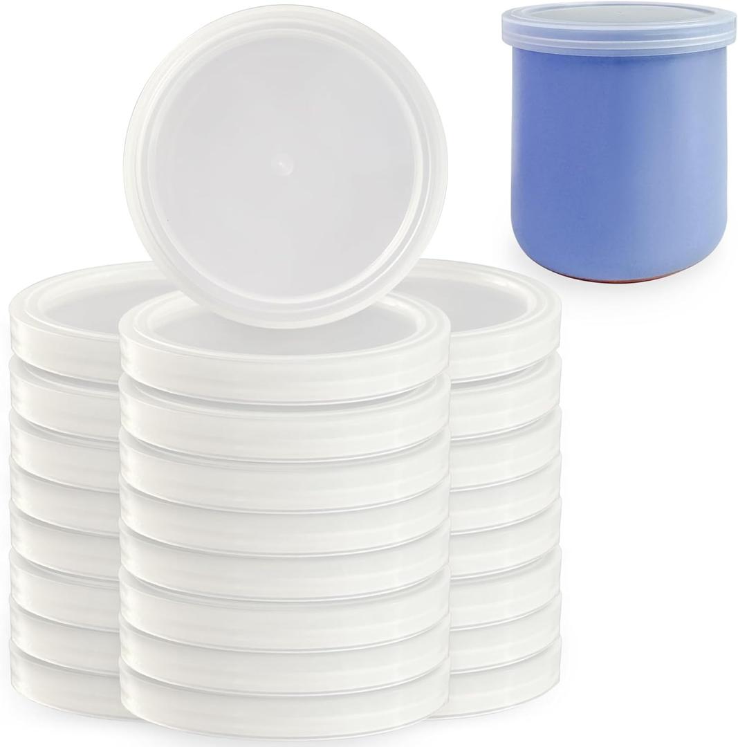 Yogurt Jar Lids for La Fermiere (24pcs) - Plastics Jar Lids for La Fermire Yogurt Jars 4.9oz, Sealing plastic lids