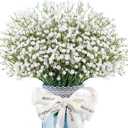 Der Rose 12Pcs Babys Breath Artificial Flowers White Fake Babies Breath Gypsophila Bulk Real Touch Faux Baby's Breath Flowers DIY for Wedding Centerpieces Floral Arrangements Home Party Decoration