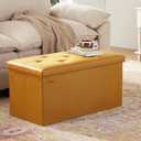 HAUSFRAU Ottoman Storage Bench Folding Foot Rest Stool Upholstered Brown