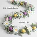 2 x Easter Egg Garland 6Ft Pastel Artificial Floral Garland with Lamb Ears Leaves and Spring Berries for Mantle Fireplace Window Wall Indoor Easter Decor
