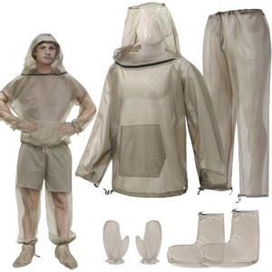 Mosquito Bug Suit for Men Women, 4 Pcs Full Body Mosquito Net Suit L/XL