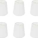 6Pcs Handmade Chandelier Shades,Linen Clip On Lamp Shades,Small Lamp Shades Set of 6 for Chandelier Lampshade,Beige White