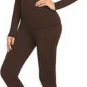 Ekouaer Thermal Underwear for Women Long Johns Sets Base Layer Lightweight 2 Pieces Pajams Set (Medium, Dark Brown)