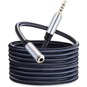Audio Mic Extension Cable 40Ft,3.5mm Aux Headphone Extender 4-Pole Jack Plug Extension Lead Stereo Male to Female Braided Cord for Headset,TV,Laptop,Phone,Switch Lite,Car,PS4,Xbox and More(40Ft/12M)