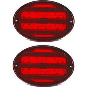 Partsam 2Pcs 8.5" Oval Led Tail Lights 40LED Red for Trailer RV Motorhome Airstream Oval Led Stop Turn Tail Lights Surface Mount Taillights Replacement Lights IP68 Submersible w/Mounting Gaskets