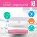 Elk and Friends Kids 7.8 Porcelain White Plates with Silicone Sleeves + Lids | Suitable for Babies/Toddlers | Microwave & Dishwasher Safe | Non Slip Dinnerware | Snack Dishes | 4 Pack, Gray/Sage/Navy/MistyBlue, 7.8" Non Divided (Non-Suction Sleeves + Lids)