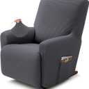 Recliner Chair Covers,1 Piece Stretch Recliner Cover Washable Furniture Protector with Elastic Bottom for Pets Kids Spandex Jacquard Fabric Small Checks(Recliner,Dark Gray)