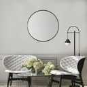 La Pastiche Alais Round Black Metal Framed Mirror, 24" x 24"