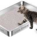 Low Entry Stainless Steel Cat Litter Box for Kittens, Metal Shallow Kitty Litter Box, Easy Access Kitty Litter Pan Tray,Pet Bathroom Accessories-15.75''Lx 11.81'' W x2.76'' H
